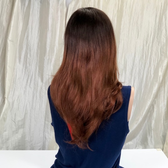 Nwt Red Balayage Long Layers Mid Back Length Wig Nwt